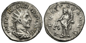 Roman Imperial
Philip I (244-249 AD). Rome
AR Antoninianus (22.04mm 3.4g)
Obv: IMP M IVL PHILIPPVS AVG Radiate, draped and cuirassed bust.
Rev: AE...