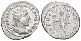 Roman Imperial
Philip I (244-249 AD). Rome
AR Antoninianus (23.1mm 5.02g).
Obv: IMP M IVL PHILIPPVS AVG. Radiate, draped, and cuirassed bust right...