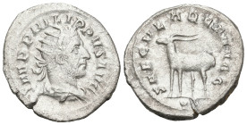 Roman Imperial
Philip I 'the Arab' (244-249 AD). Rome. Saecular Games issue.
AR Antoninianus (23.8mm 2.02g)
Obv: IMP PHILIPPVS AVG. Radiate, draped...