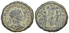 Roman Imperial
Probus (276-282 AD). Antioch
AE Antonininanus (20.91mm 4.82g)
Obv: IMP C M AVR PROBVS P F AVG Radiate, draped and cuirassed but of P...