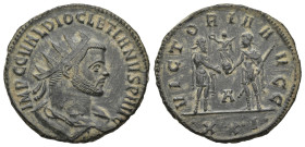 Roman Imperial
Diocletian (284-305 AD). Siscia
AE Antoninianus (22.26mm 3.94g)
Obv: IMP C C VAL DIOCLETIANVS P F AVG
Rev: VICTORIA AVGG, Two emper...
