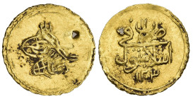 Islamic
OTTOMAN EMPIRE. Selim III (AH 1203-1222 / 1789-1807 AD). Islambul (Constantinople)
AV Gold (15.79mm 0.87g)
Obv: Toughra.
Rev: Legend with ...