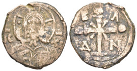 World
CRUSADERS. Edessa (County). Baldwin I or Baldwin II (1098-1100 or 1100-1104 AD).
AE Follis (24.8mm 6.89g)
Obv: Half-length bust of Christ, ni...