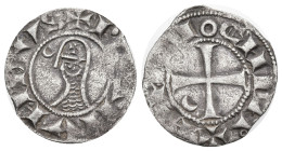 World
Crusaders. Antioch. Bohémond III (1163-1201 AD)
AR Denier (17.33mm 0.9g)
Obv: + BOAИVИDVS Helmeted bust of Bohemond III to left, wearing chai...