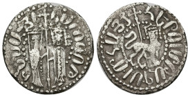 World
Armenia. Cilician Armenia. Hetoum I (1226-1270 AD)
AR Tram. (21.77mm 2.51g)
Obv: Hetoum and Queen Zabel standing facing, holding long cross b...