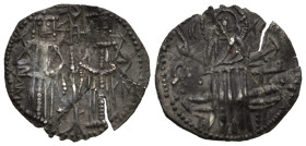 World
BULGARIA. Second Empire. Ivan Aleksandar with Mihail Asen IV (1331-1355 AD). Veliko Turnovo mint
AR Gros (19.6mm 1.42g)
Obv: Christ standing ...