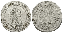 World
HOLY ROMAN EMPIRE. Leopold I (1657-1705 AD).
6 Kreuzer (1672 K-B) (26.8mm 2.77g)
Obv: LEOPOLDUS D G R I S A GE HV B REX.
Laureate, draped an...