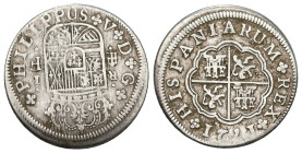 World
SPAIN, Kingdom. Felipe V. Segovia mint (1721 AD).
AR Real (20.52mm 2.93g)
Obv: •PHILIPPUS•V•D•G•, crowned coat of arms; denomination across f...