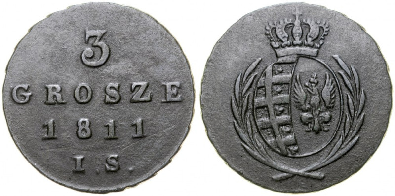 Księstwo Warszawskie, 3 grosze 1811 IS, Warszawa. Kop. 3677, Gum. 2462,&nbsp; Ig...
