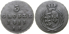 Księstwo Warszawskie, 3 grosze 1811 IS, Warszawa.