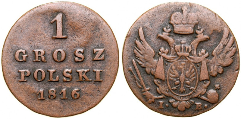 Królestwo Polskie, Grosz 1816 IB, Warszawa. Kopicki 2544, Plage 199, Bitkin 880,...