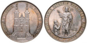 Medal sygnowany Kissing, wybity około 1925 roku jako pamiątka z wizyty w kościele na Skałce w Krakowie, RR.