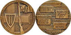 Medal projektu E. Gorola z 1969 roku, poświecony pamięci męczeństwa i walki z faszyzmem 1939-1945.