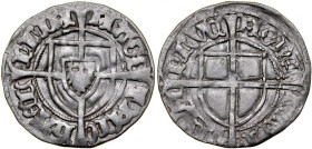 Michał Kuchmeister von Sterberg 1414-1422, Szeląg, Av.: Tarcza wielkiego mistrza, Rv.: Tarcza krzyżacka.