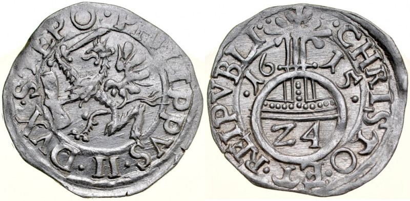Pomorze, Filip II 1606-1618, Grosz 1615, Szczecin. Kop. 4402, Hild 63, piękny, p...