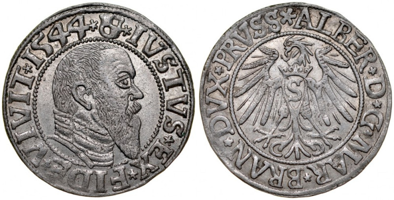 Prusy Książęce, Albrecht Hohenzollern 1525-1568, Grosz 1544, Królewiec. Kop. 387...