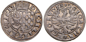 Śląsk, Księstwo Legnicko-Brzesko-Wołowskie, Jan Chrystian i Jerzy Rudolf 1603-1621, 3 krajcary 1613, Złoty Stok.