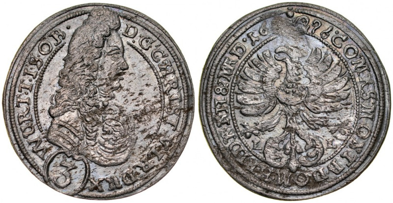 Śląsk, Księstwo Wirtembersko-Oleśnickie, Chrystian Ulryk 1668-1704, 3 krajcary 1...