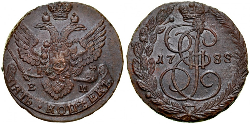 Russia, Katarzyna II 1763-1796, 5 kopiejek 1788 EM, Ekaterinburg. Bitkin 642, pi...