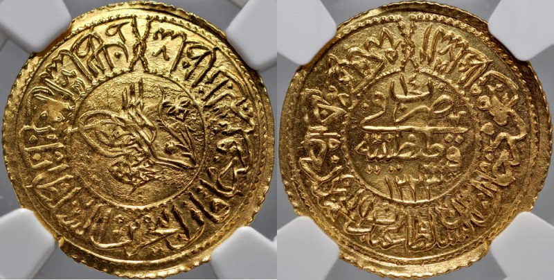 Turkey, Mahmud 1808-1839, Rumi Altin AH 1223/14, Istambul. KM 616, certyfikat NG...