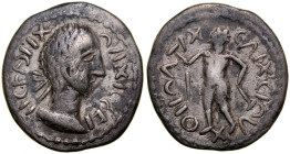 Regnum Barbaricum, imiatacja, Denar, Antoninus Pius, II w ne., Av.: Zbarbaryzowane popiersie Antoninusa Piusa, nieczytelna legenda z przypadkowych zna...