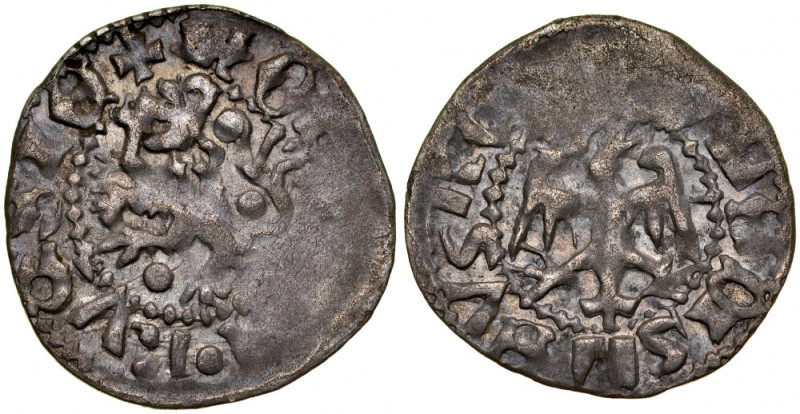 Władysław Jagiełło 1386-1434, Kwartnik ruski, Av.: Orzeł, RV.: Lew. Kop 3065, Gu...