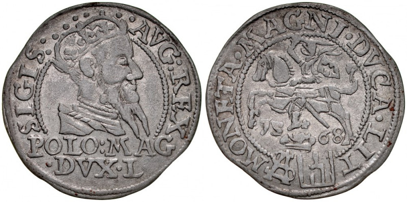 Zygmunt II August 1545-1572, Grosz na stopę polską 1568, Wilno. Kop. 3287, Ivana...