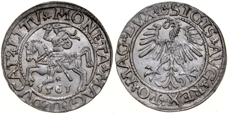 Zygmunt II August 1545-1572, Półgrosz 1561, Wilno. Kop. 3264, Gum. 598, ostry, p...