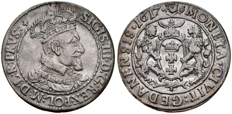 Zygmunt III 1587-1632, Ort 1617 S-A, Gdańsk. Kop. 7493, Gum. 1385,&nbsp; Shatali...