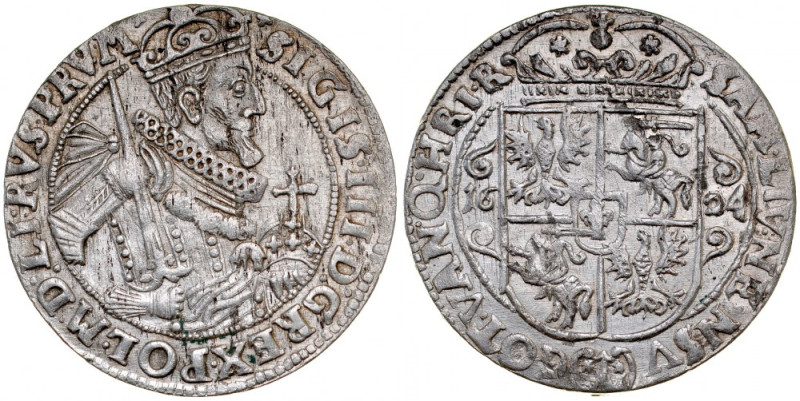 Zygmunt III 1587-1632, Ort 1624, Bydgoszcz. Kop. 1281, Gum. 1178,&nbsp;nieopisan...