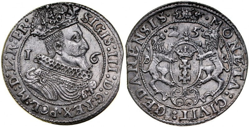 Zygmunt III 1587-1632, Ort 1625, Gdańsk. Kop. 7506, Gum. 1393,&nbsp; Shatalin G2...