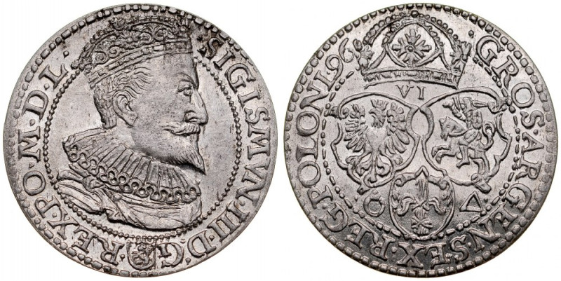 Zygmunt III 1587-1632, Szóstak 1596, Malbork. Kop. 1240, Kurp. 1430, Gum. 1151, ...