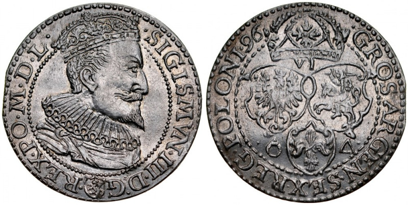 Zygmunt III 1587-1632, Szóstak 1596, Malbork. Kop. 1240, Kurp. 1430, Gum. 1151, ...