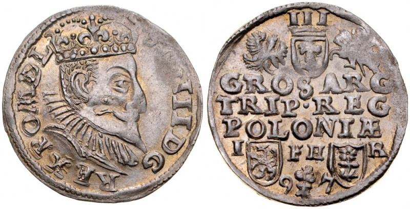 Zygmunt III 1587-1632, Trojak 1597, Poznań. Kop. 1060, Iger P.97.4.b, Gum. 1055,...