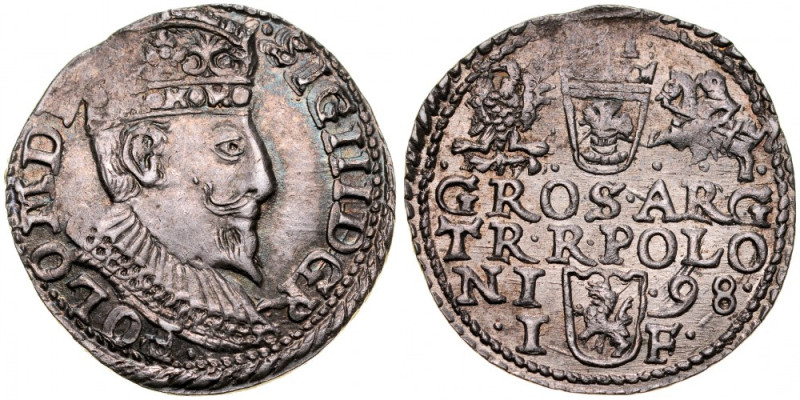 Zygmunt III 1587-1632, Trojak 1598, Olkusz. Kop. 1107, Iger O.98.1.var, Gum. 107...