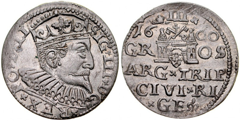 Zygmunt III 1587-1632, Trojak 1600, Ryga. Kop. 8197, Iger R.00.1.b, piękny połys...