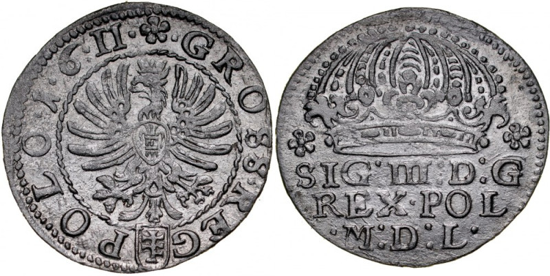 Zygmunt III 1587-1632, Grosz 1611, Kraków. Kop. 798, Gum. 949, żywe tło z lustre...