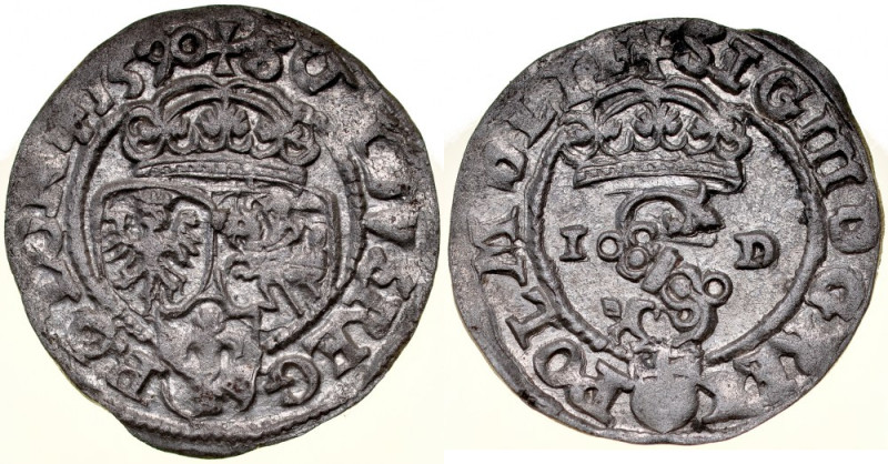 Zygmunt III 1587-1632, Szeląg 1590 I-D, Olkusz. Kop. 606, Gum. 831, stan świeżoś...