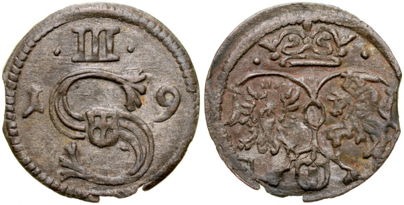 Zygmunt III 1587-1632, Ternar 1619, Kraków. Kop. 585, ładna, jednolita patyna, k...