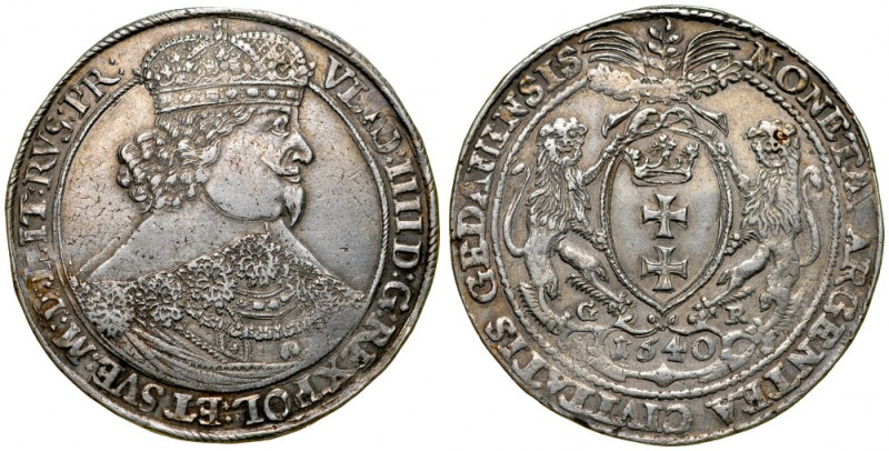 Władysław IV 1632-1648, Talar 1640 G-R, Gdańsk. Kop. 7566, Gum. 1588, waga 28,58...