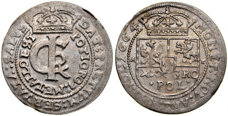 Jan II Kazimierz 1649-1668, Tymf 1664, Bydgoszcz, Kraków. Kop. 1787, Gum. 1771, ...