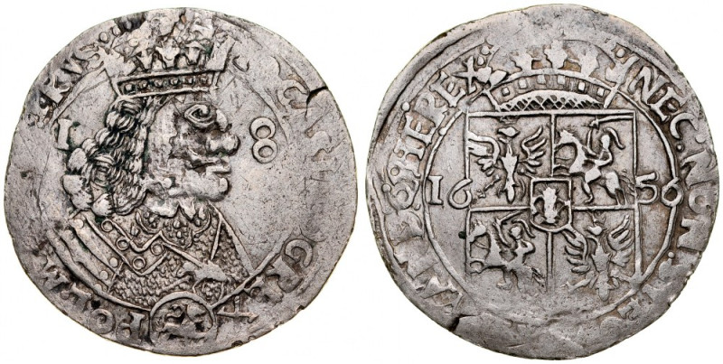 Jan II Kazimierz 1649-1668, Ort 1656, Lwów, RR. Kop. 1745, Gum. 1747,&nbsp; Shat...