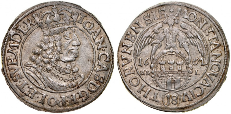 Jan II Kazimierz 1649-1668, Ort 1662 HD-L, Toruń. Kop. 8326, Gum. 1945,&nbsp; Sh...