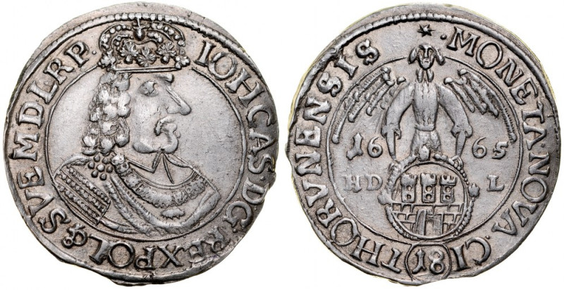 Jan II Kazimierz 1649-1668, Ort 1665/4 HD-L, Toruń. Kop. 8331, Kurp. - nienotowa...