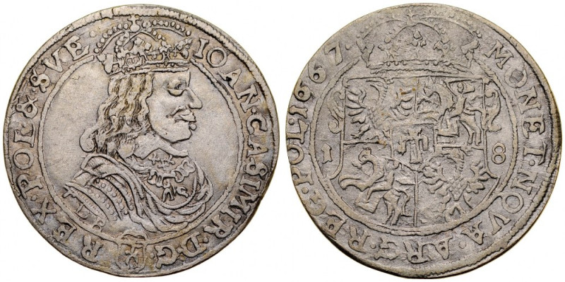 Jan II Kazimierz 1649-1668, Ort 1667 TLB, Kraków. Kop. 1773, Gum. 1763, waga 4,8...