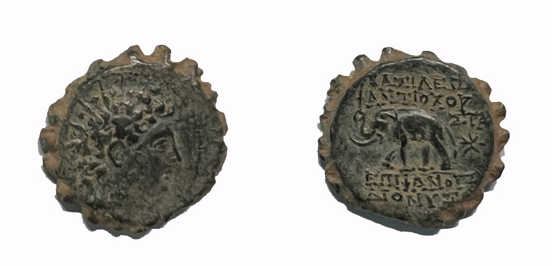 Greek Asia. Seleucid Kings. Antiochos VI Dionysos (144-142 BC). AE serrate 22mm....