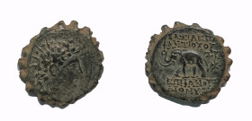 Greek Asia. Seleucid Kings. Antiochos VI Dionysos (144-142 BC). AE serrate