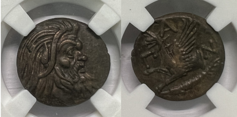 CIMMERIAN BOSPOROS. Pantikapaion. Ae (Circa 310-304/3 BC)
Obv: Bearded head of s...