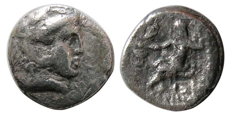 KINGDOM of MACEDON, Alexander III. 336-323 BC. AR Obol (0.60 gm; 8 mm). Carrhae ...