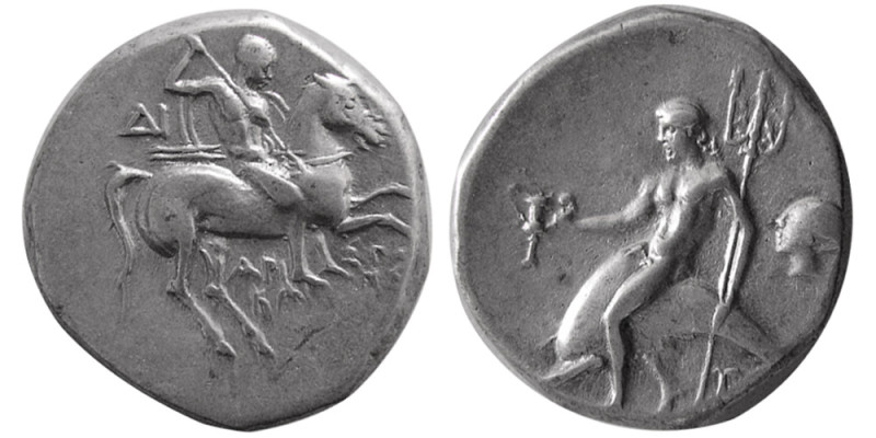 CALABRIA, Taras, circa 272-240 BC. AR Nomos (6.47 gm; 18 mm). "boy on dolphin". ...